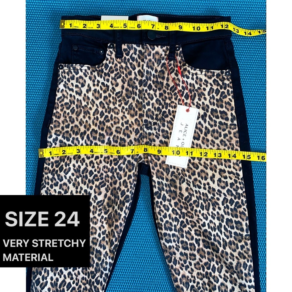 Alice + Olivia Leopard Black Cropped Skinny Denim Jeans Pant - Picture 11 of 16